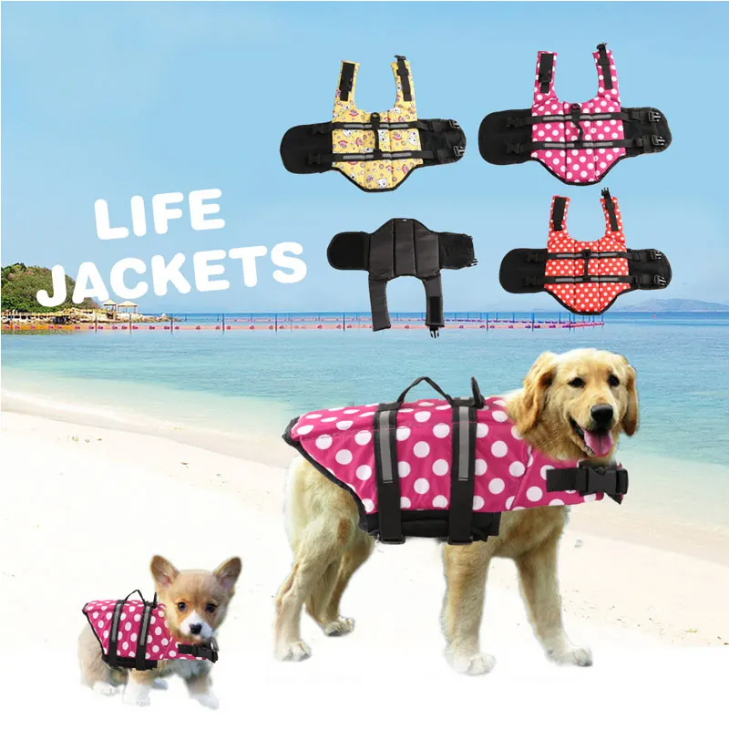 

Pet Dog Life Jacket Reflective Safety Clothes Collar Harness Vest Swimming Preserve Dog Puppy Swimwear Surfing Saver Life Jacket