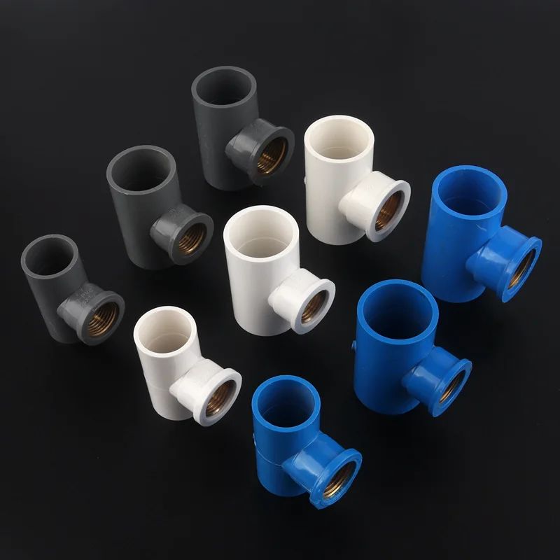 

2pcs 1/2, 3/4Inch PVC Reducing Tee Connectors Female Thread Brass 3 Way Connector Home Garden Water Pipe PVC Joints