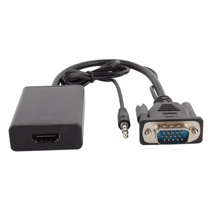 Hot Sale VGA Male To HDMI Female VGA2HDMI Converter Adapter Cable 1080P HD 3.5mm Audio TV HDTV