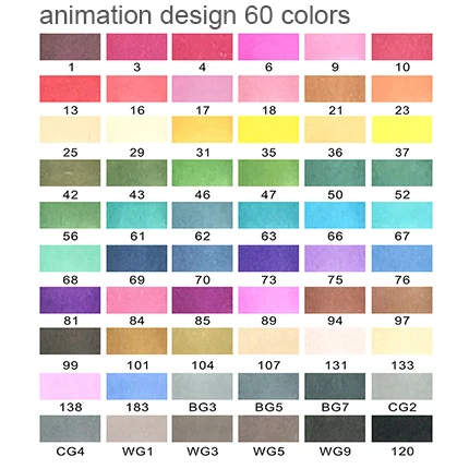 Улучшенный двойной головкой фломастер на масляной основе 60/80/120/160/218 Цвета 1/5 мм на спиртовой основе чернила маркер для рисования для студентов и дизайнер - Цвет: 60 colors Animation