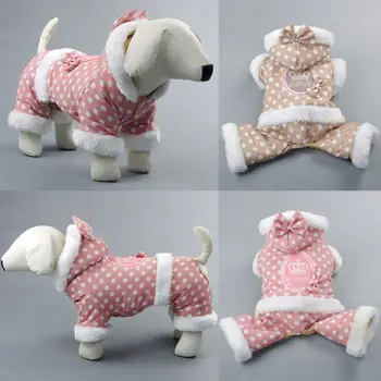 

Pet Autumn & Winter Fashion Warm Coat, Dogs Crown & Dots Pattern Hoodies with Bow Knot Onesies Queen Puppy Clothing Cute Comfort