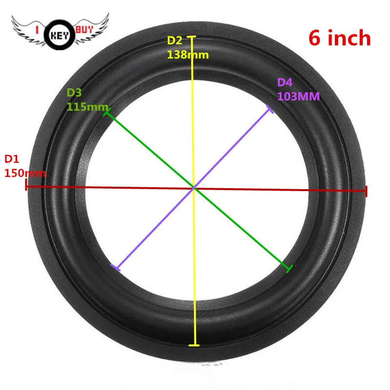 2 шт./партия, 5/6/6,5/10 дюймов, динамик среднего размера, конус, ремонт, аксессуары, поролоновые края, кольцо, сабвуфер, запчасти