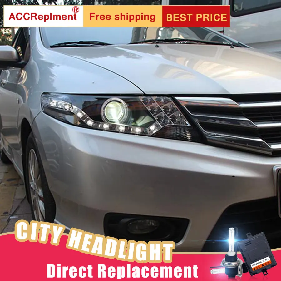 2 шт. светодиодный фары для Honda City 2010-2013 светодиодный Автомобильные фары ангельские глазки комплект ксеноновых фар, Высокопрочная конструкция протовотуманная подсветка Габаритные огни