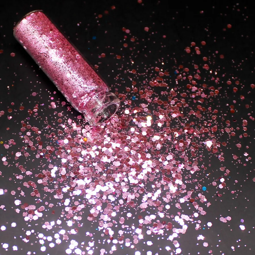 

1 Bottle Pink Holographic Sequin Glitter Shimmer Diamond Eye Shiny Skin Highlighter Face Glitter Festival Makeup Shinning