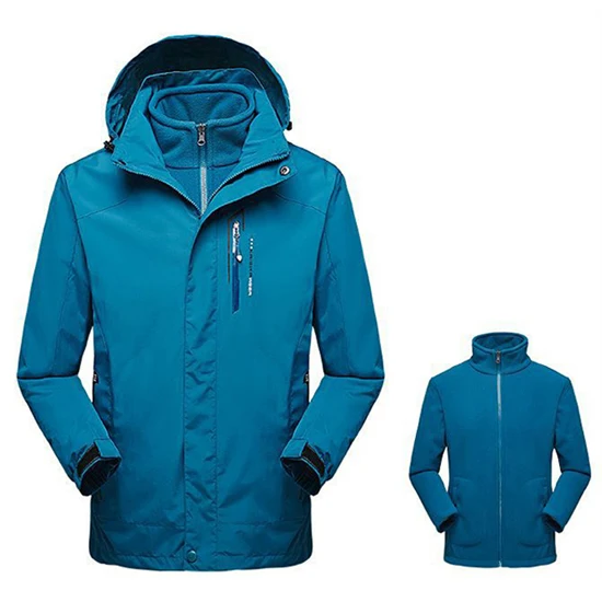 Зимняя Флисовая теплая куртка из 2 предметов для мужчин и женщин, для занятий спортом на открытом воздухе, ветровка для походов, катания на лыжах, кемпинга, теплые пальто, VA324 - Цвет: Men Blue Jeans
