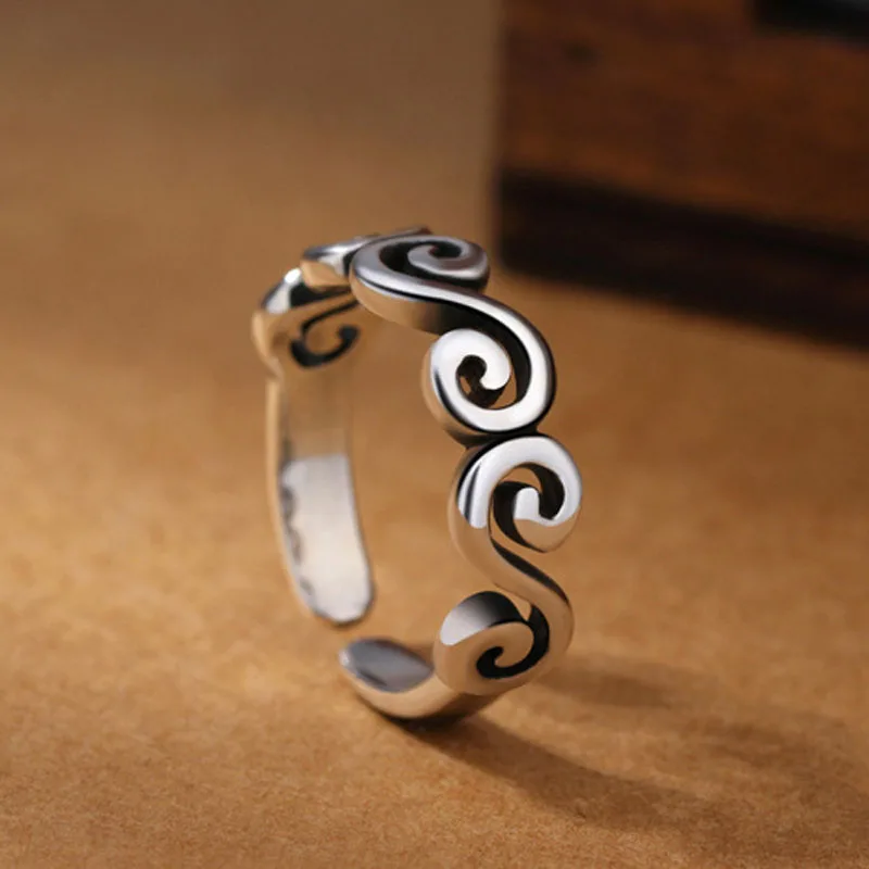 Antique Silver Finger Band Rings For Woman Cloud Shaped Finger Ring
