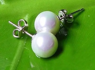 

FREE SHIPPING 10mm white/pink/gray/black/yellow shell pearl bead stud earrings A0422