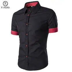 Новое поступление 2018 Для мужчин s модная короткий рукав Для мужчин рубашка Regular Fit в полоску дизайн социальной рубашка Camisa социальной Masculina
