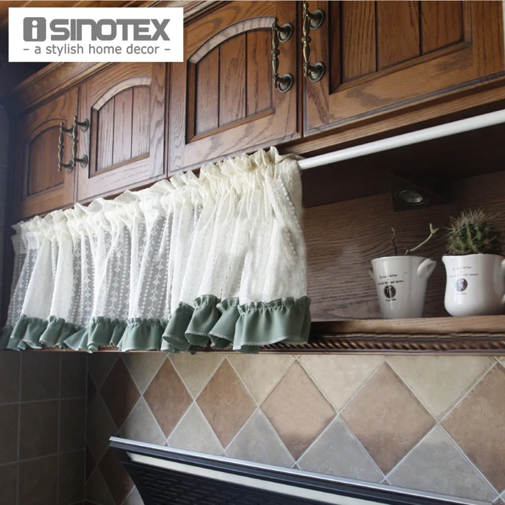 

Tulle Curtain Solid Beige Viole Ribbons Striped Pelmet Polyester Dust-Proof Decorative Pleated Panel For the Kitchen 1 PCS