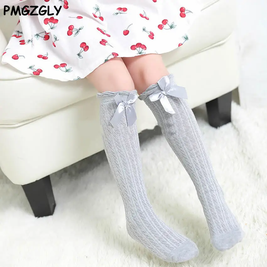 Дышащие женские туфли с милым бантиком тонкие носки для Модная одежда для детей, Детская мода Девочка Летний дизайн Девочка Рен более гольфы - Цвет: Girl Sock Gray