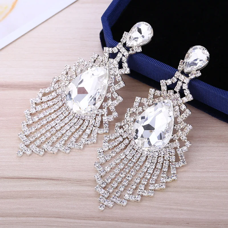 Fashion Chandelier clip on earrings rhinestone non pierced earrings for