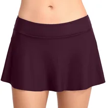 Бикини в винтажном стиле, низ, фиолетовый, женский купальник со средней талией, 2 в 1, Раздельный купальник из двух частей, Пляжное купальное платье, плавки, плюс размер