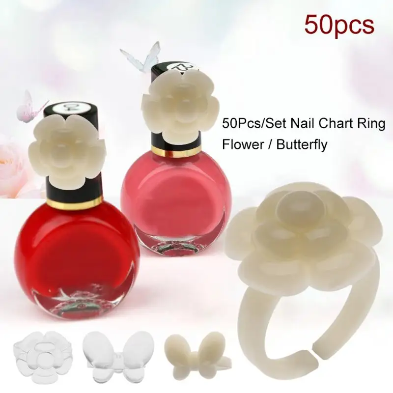 

New 50Pcs/Set Nail Chart Ring Flower / Manicure Gel Color Display Tool