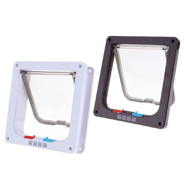 Pet Door Controllable Access Openings 4-Way Locking Indoor Outdoor Pet Gate Kit Dog Door Flap Wall Mount Pet Door For Pets Safe