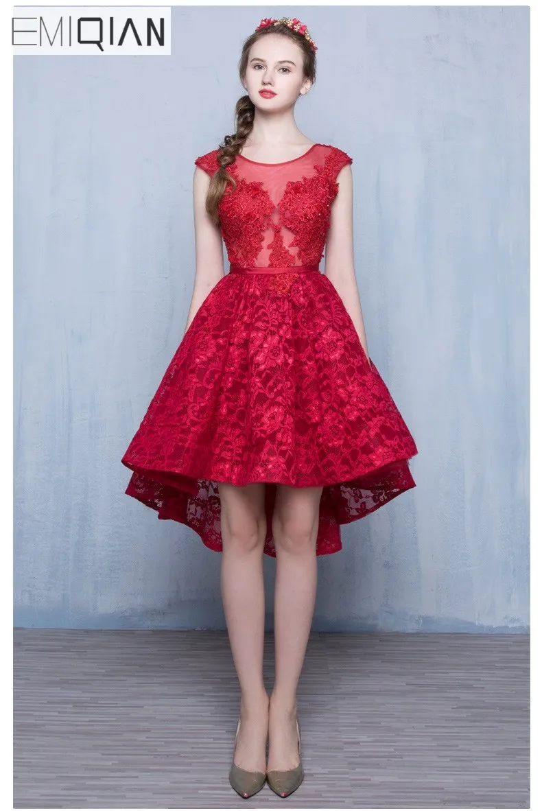 2016 Fashion Wine Red Lace Sleeveless A line Short Cocktail Dress The