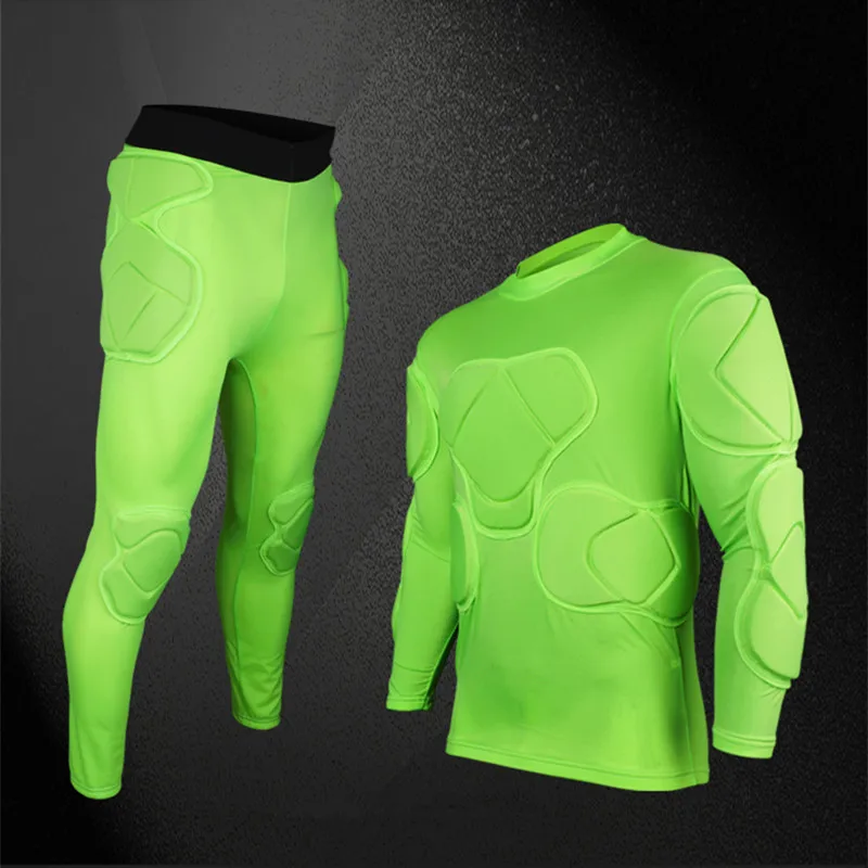 Camisetas de fútbol de Rugby uniformes de portero esponja gruesa defender pantalones EVA acolchado látex Anti-colisión rodilleras