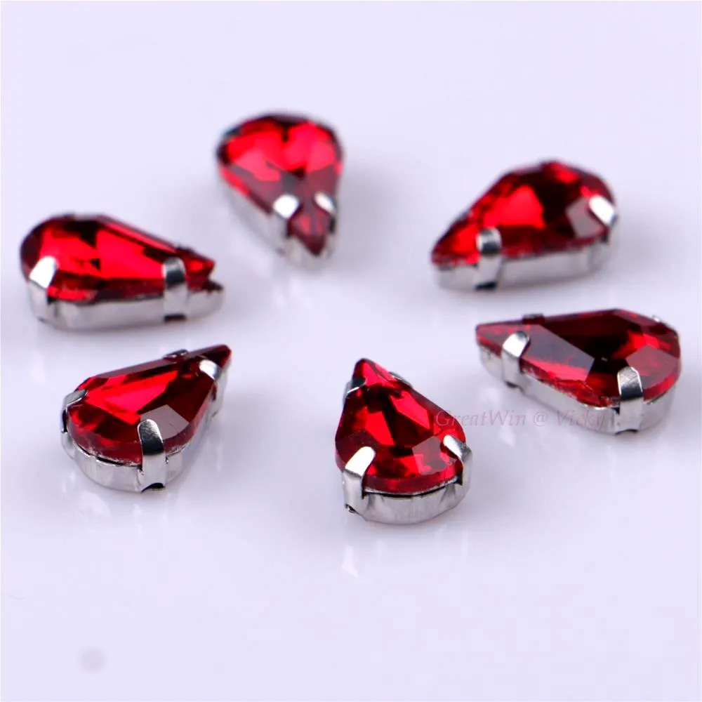 Elegant Teardrop Crystal Rhinestones with Claw Metal Base - 20 Piece Set