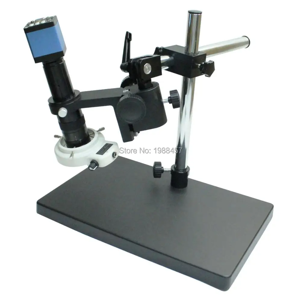 Industriële Microscoop Camera HD 60FPS 1080 P HDMI/VGA Dubbele Output + Optische 10X-180X C-mount Lens + Swivel beugel + Led-verlichting