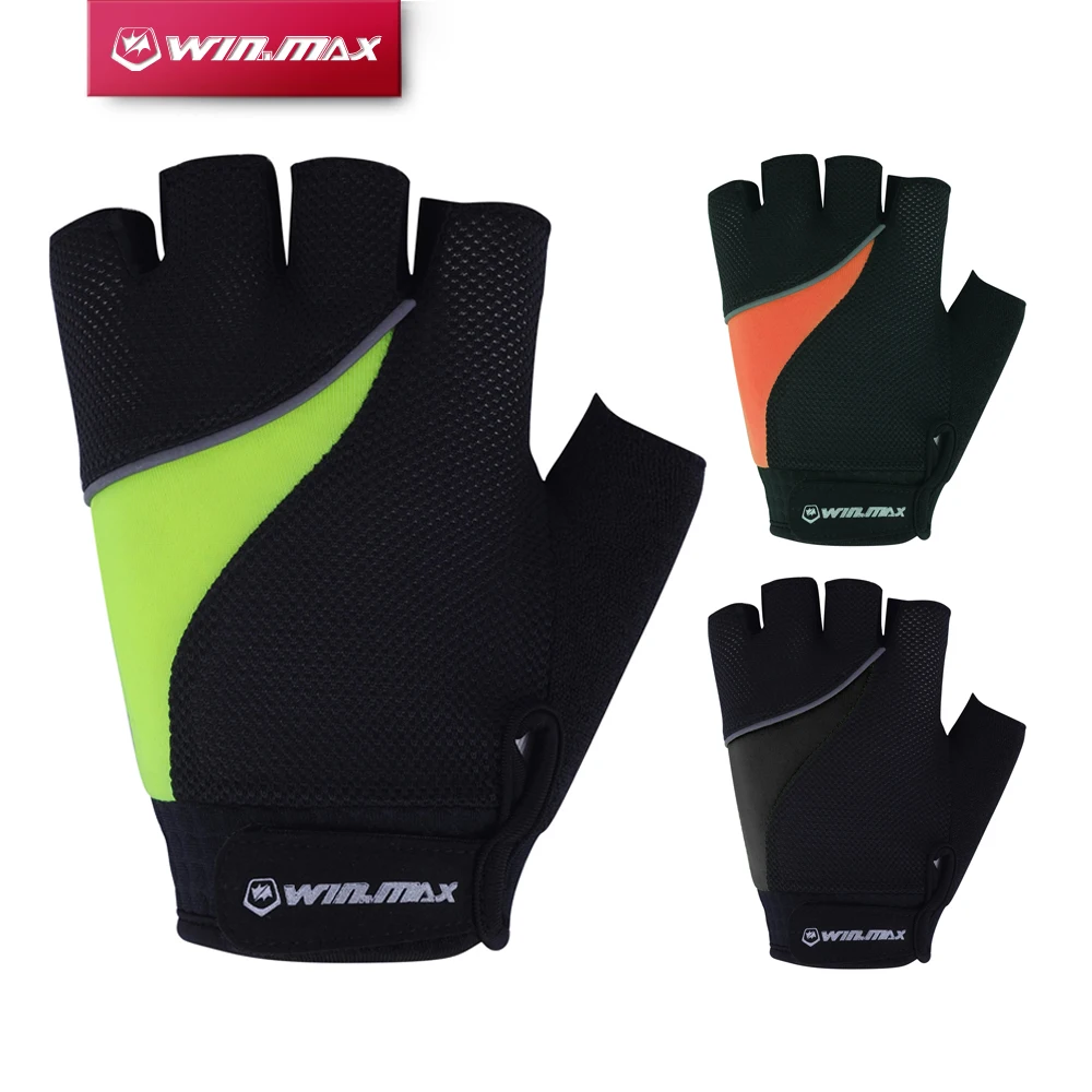 Winmax Short Fitness Reflective font b Cycling b font font b Gloves b font Half Finger