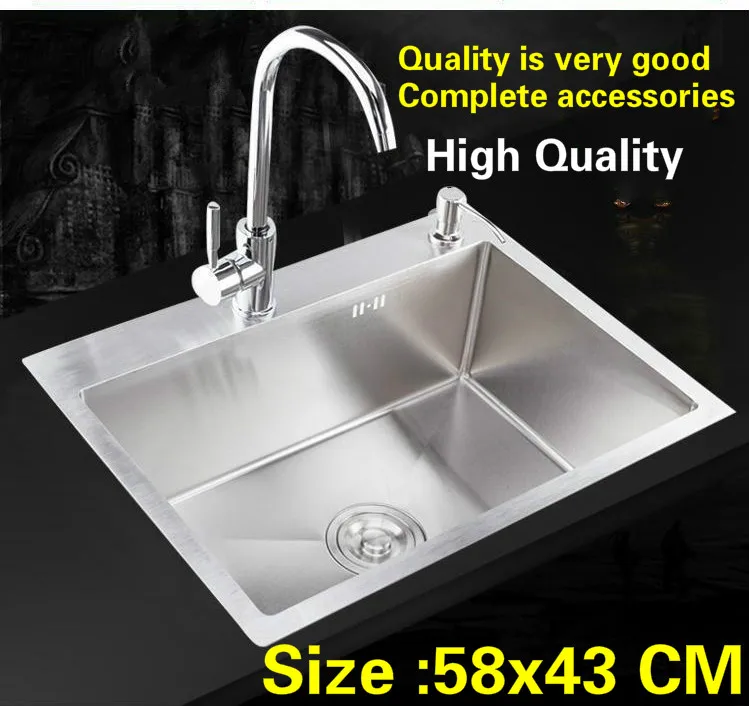 

Free shipping Apartment mini kitchen balcony manual sink single trough standard 304 stainless steel hot sell 580x430 MM