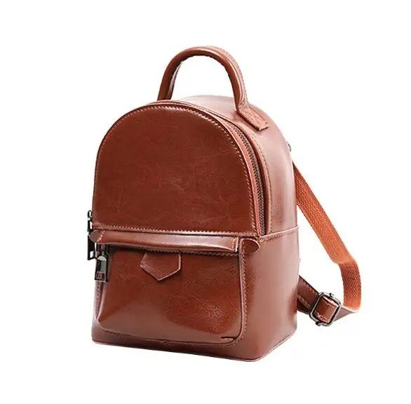 Amasie New arrival vintage women backpack classic genuine leather school bag small brand design bag sac