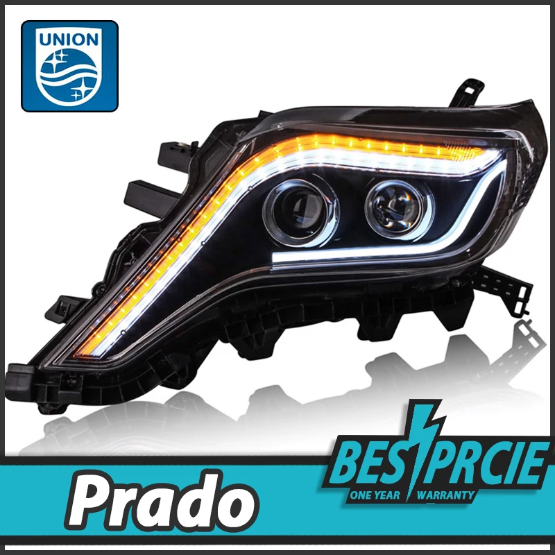 

UNION Car Styling for Toyota Prado 2013-2014 LED Headlights High Configuration DRL Lens Double Beam H7 HID Xenon Car Accessories