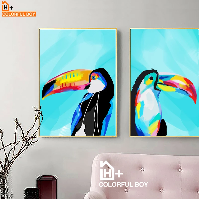 

Watercolor Toucan Bird Watercolor Wall Art Canvas Painting Nordic Posters And Prints Animals Wall Pictures For Living Room Decor