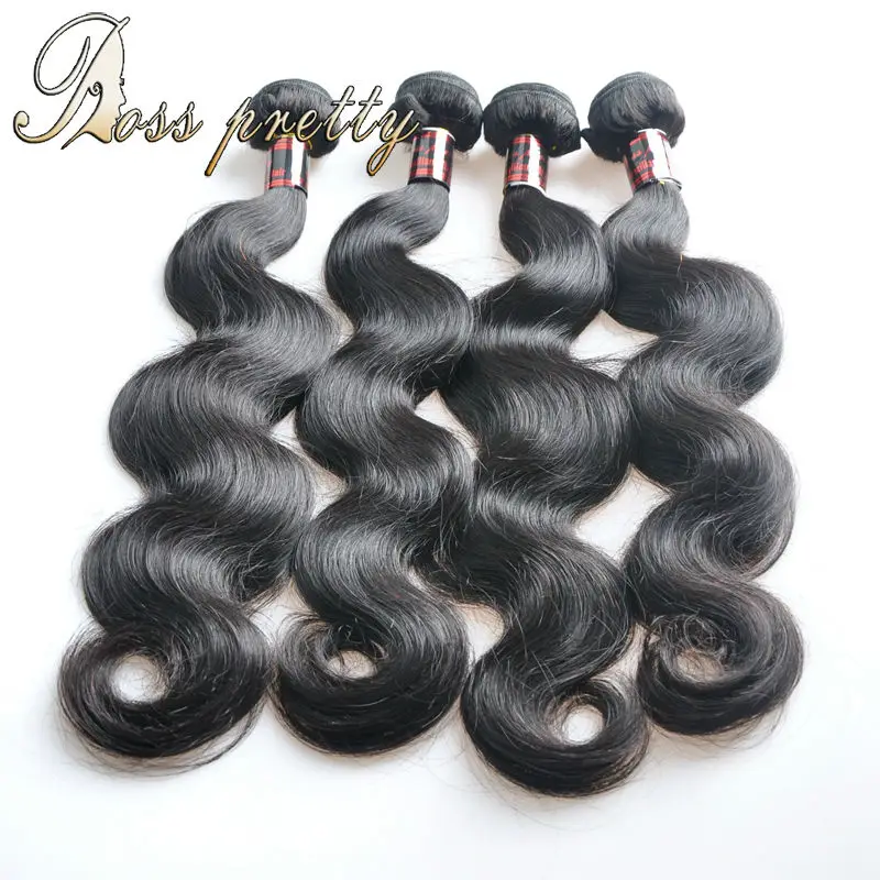Ross Pretty Hair Quality Brazilian virgin hair Body wave brazilian hair weave bundles Natural color 1b human hair extension