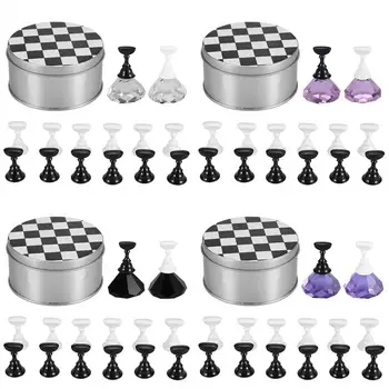 

Salon Crystal Nail Art Holder Chess Board Magnetic Nail Art Tip Stand Acrylic DIY Nail Tips Display Gel Polish Manicure Tool Set