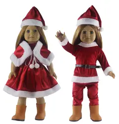 Высококачественный 2 комплект одежды для куклы для 18 "американская кукла Рождественский костюм на Рождество униформа