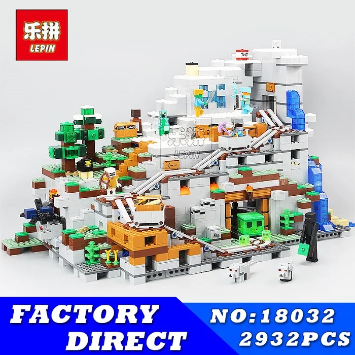 

LEPIN 18032 1673pcs 18008 My World Series Miniecraft The Mountain Building Blocks Bricks Model Compatible 21137 Toy for Children