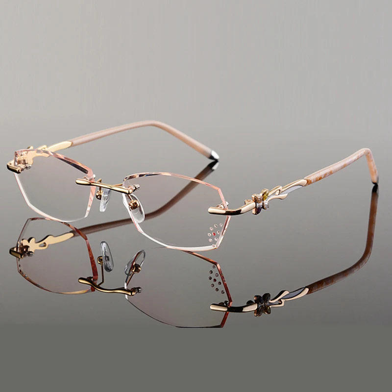 

New 005 Women Rimless Diamond Cutting Eyeglasses Frame