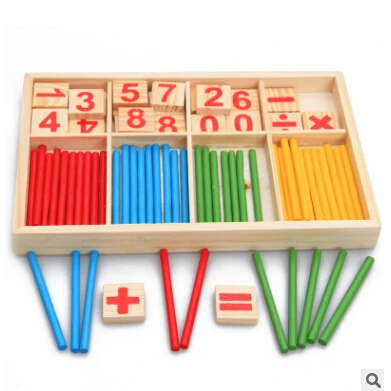 Baby Wooden Intelligence Stick Education Building Blocks Montessori Mathematical Gift Toys