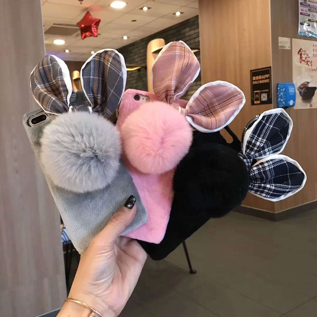 Kuutti Squishy Kawaii Плюшевые заячьи ушки DIY Чехол для мобильного телефона с плюшевым