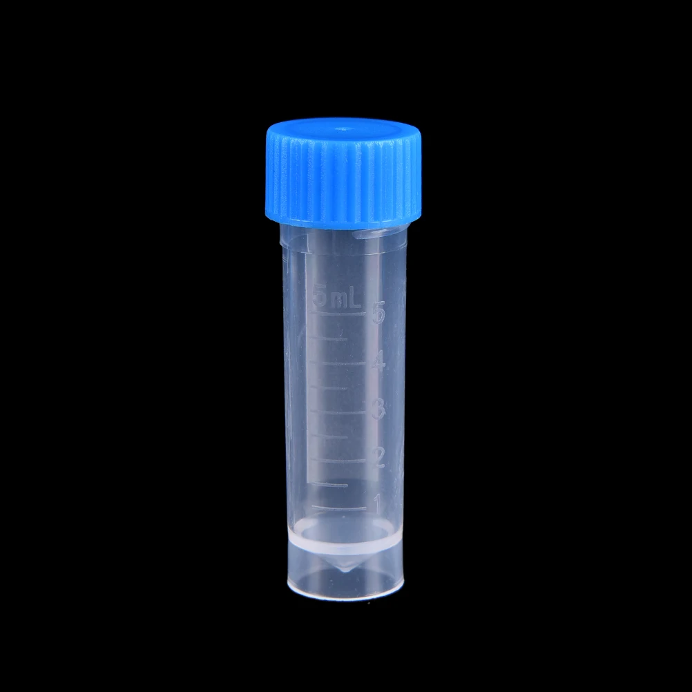 Peerless 10PCS x 5ml Chemical Plastic Test Tubes Vials Seal Caps Pack Container for School Laboratory Experiment