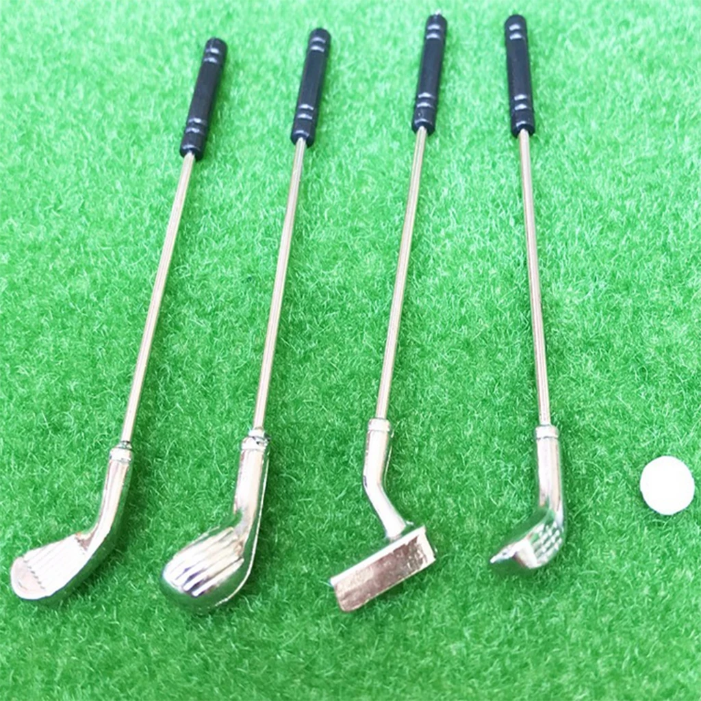 Miniature 5 Pieces Golf Kit Sports Equipment for 1/12 Dolls House Garden Life Scenes Room Items Accessories