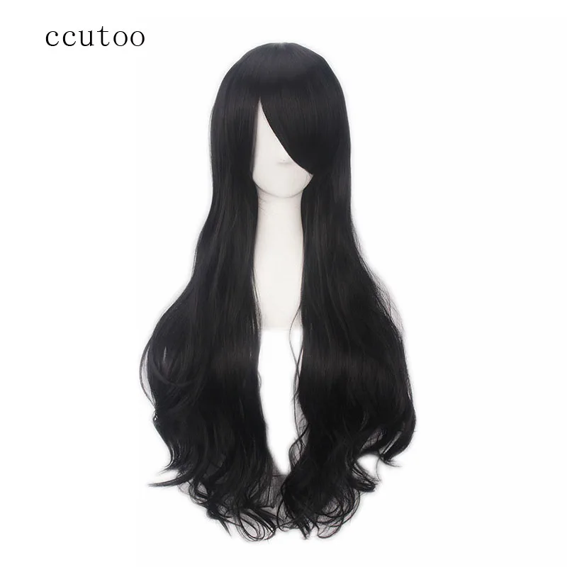 

ccutoo 80cm/32inch 30 colors Curly Long Full Bangs Synthetic Hair Heat Resistance Fiber Cosplay Costume Wigs For Halloween Party