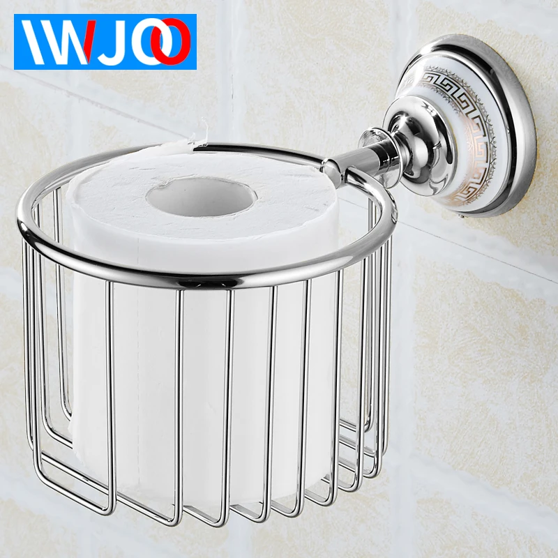 Toilet Paper Holder Gold Brass Ceramic Paper Towel Holder Rack
