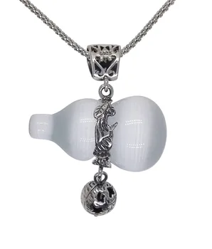 

Lucky Silver Pendant 100% Real 925 Sterling Silver Pendants With White Opal Stone Guards Shape