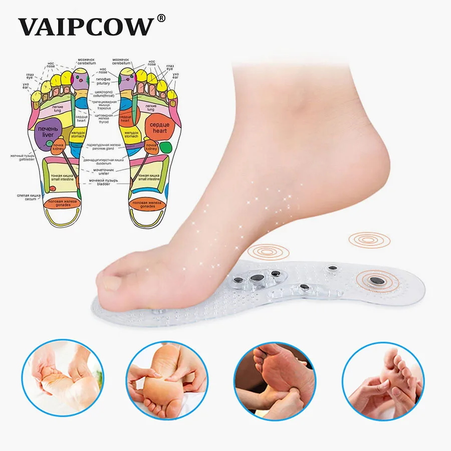 Unisex Magnetic Massage Shoe Insole Foot Care Acupressure Slimming Shoe Gel Insoles Health Medical Therapy Silicone Shoe Inserts