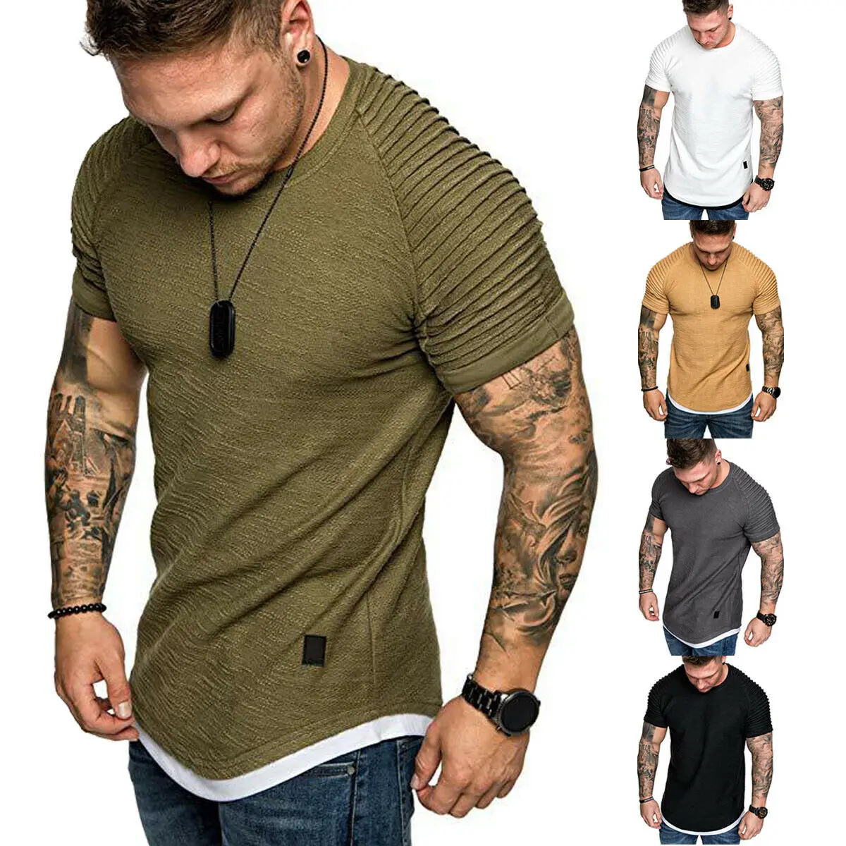 Hot Men Slim Fit V Neck Long Sleeve Muscle Tee T-shirt Casual Tops Blouse M-2XL