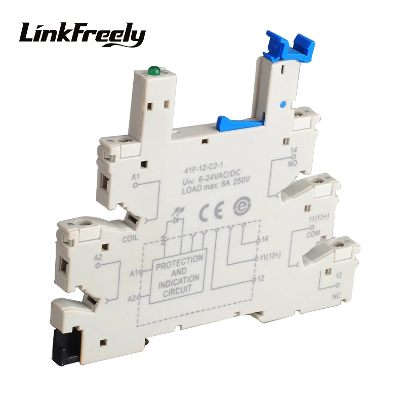 41F-1Z-C2-1 держатель реле для соответствия HF41F Micro PCB Крепление Реле питания Выход 6A/250 В вход 6-24VAC/DC 5 Pin напряжение Контактное реле