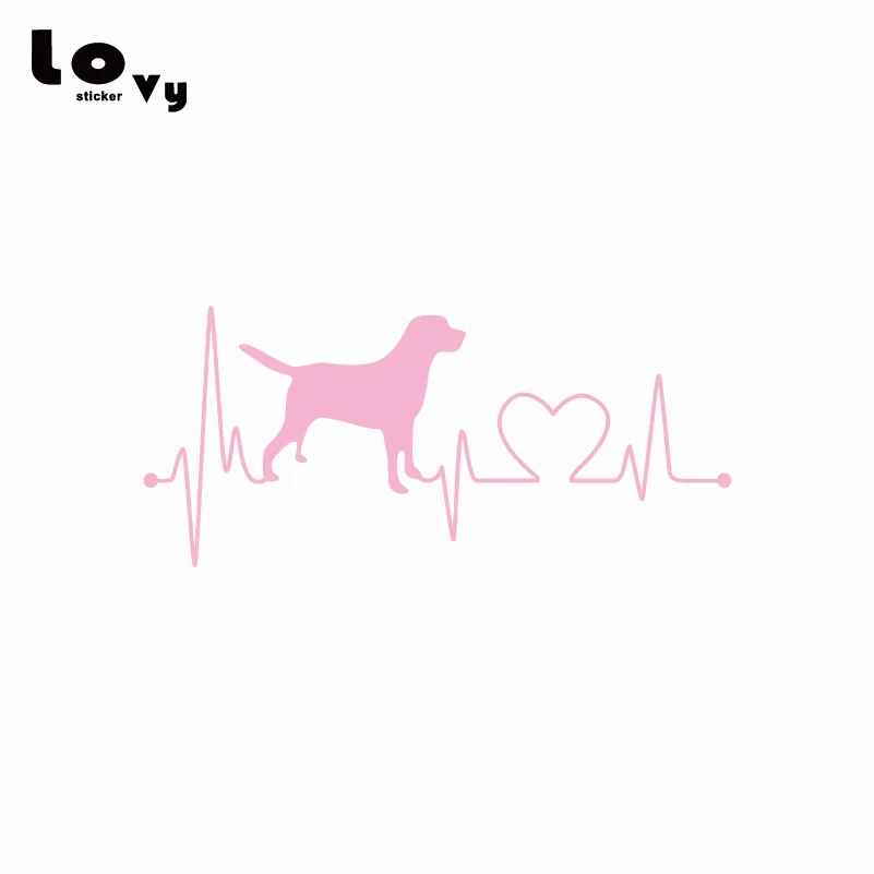 Лабрадор ретривер сердцебиение любовь автомобиль стикер креативная собака Силуэт виниловая наклейка автомобиля CA0028