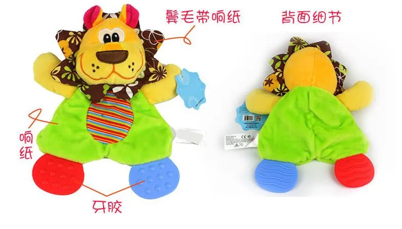 Newborn Baby Cute Toys Cartoon Animals Hand Bells Rattles Toy Playmate Plush Doll Teether Toys for Baby Kids 20% off