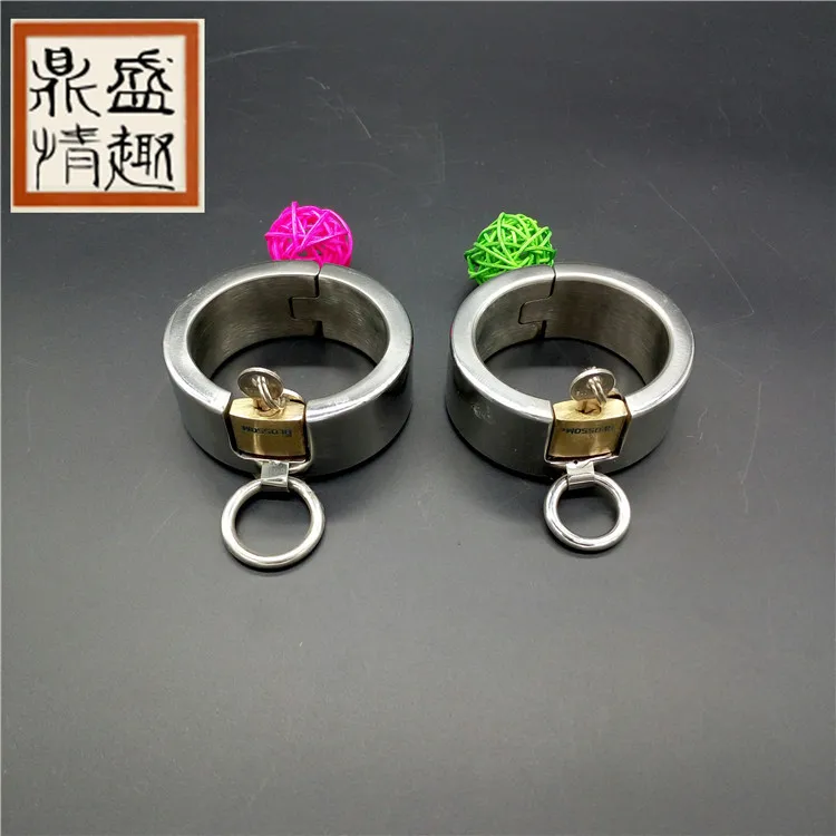 100%Stainless Steel handcuffs for sex with lock fetish metal steel handcuffs bdsm sex slave bondage erotic toys sex toys for man