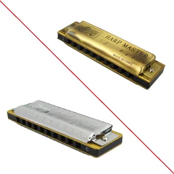

1PCS High Quality Huang 10 Holes Diatonic Blues Harmonica Key of C 20 Tone Harp Mouth Organ For Beginner , Silver or Golden