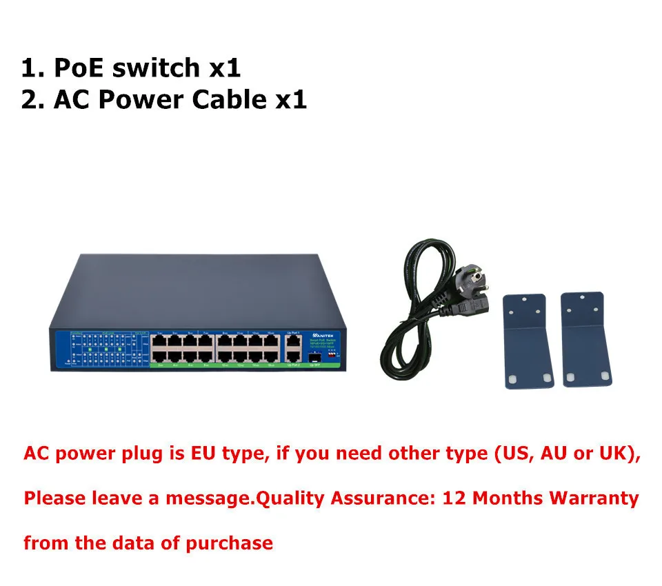 48 V 16 коммутатор POE портов ethernet с IEEE 802,3 af/at RJ45 Порты Профессиональный сетевой коммутатор 10/100 Мбит/с для POE 12 V камеры