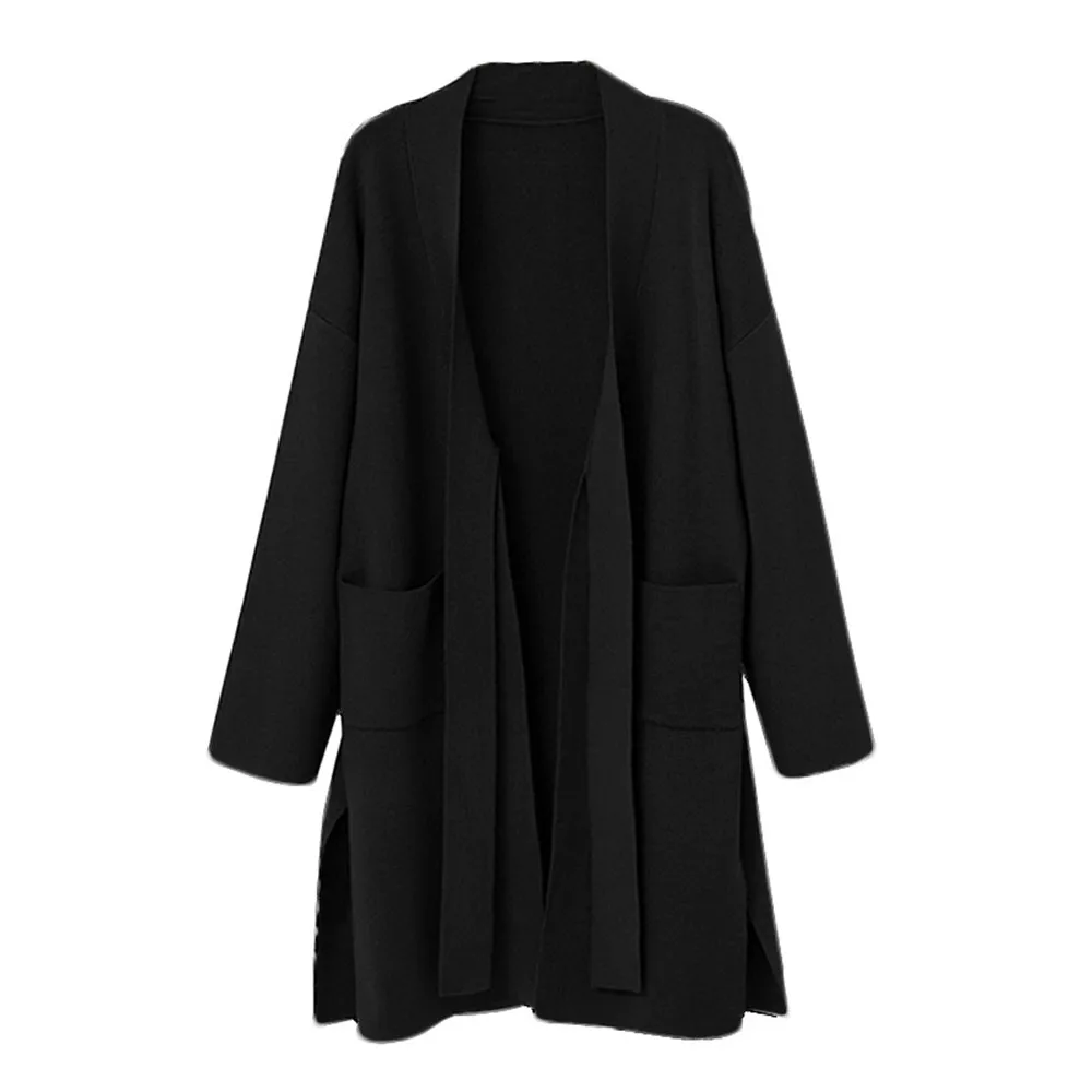 Woman Casual Loose Fit Sash Elastic Long Sleeve Knitted Cardigan Coat Tops With Tie Soft Sweater Fashion Autumn