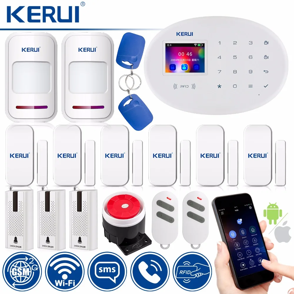 

KERUI W20 Smart Socket Home Security Alarm System 433MHz Wireless RFID Card APP Remote Control Motion Detector Burglar Alarm