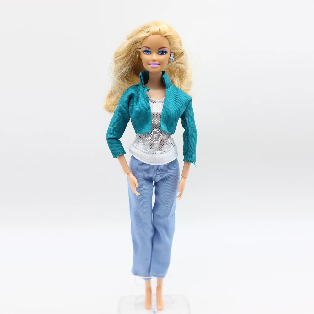 5 комплектов одежды для куклы Барби, штаны, модная одежда, блузка, брюки, одежда eg018